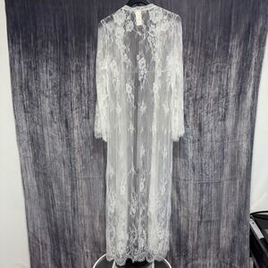 Jonquil by Diane Samandi Cream Sheer Maxi Lace Duster Robe Size L (NO BELT)